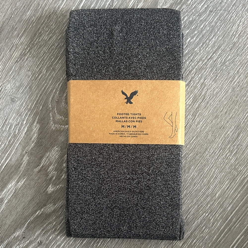 American Eagle Outfitters Dark Gray Footed Tights Size Medium NWT - Picture 1 of 3